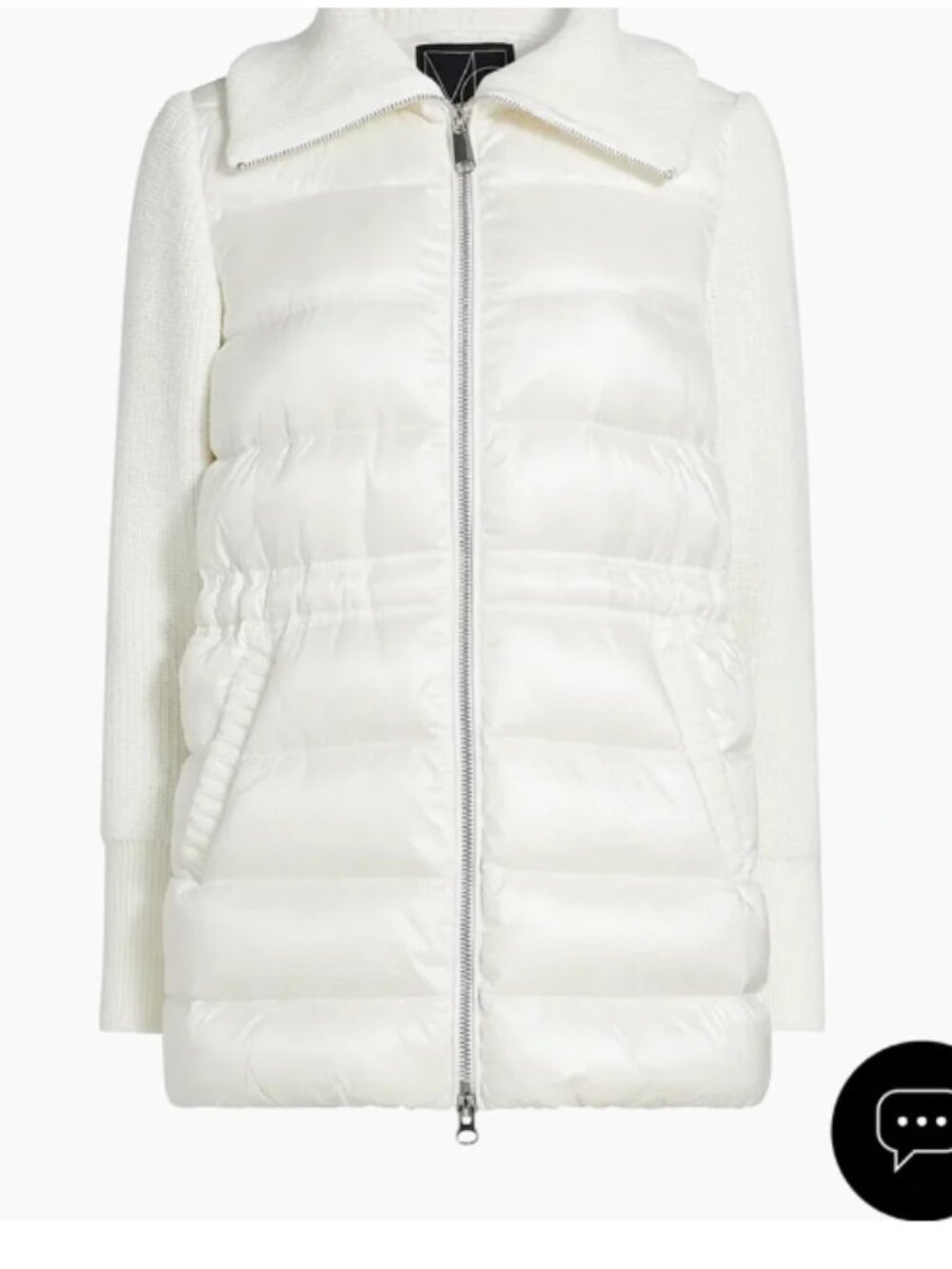 Mercer Collective Ivory Puffer Coat with Knit Sleeves — Size M